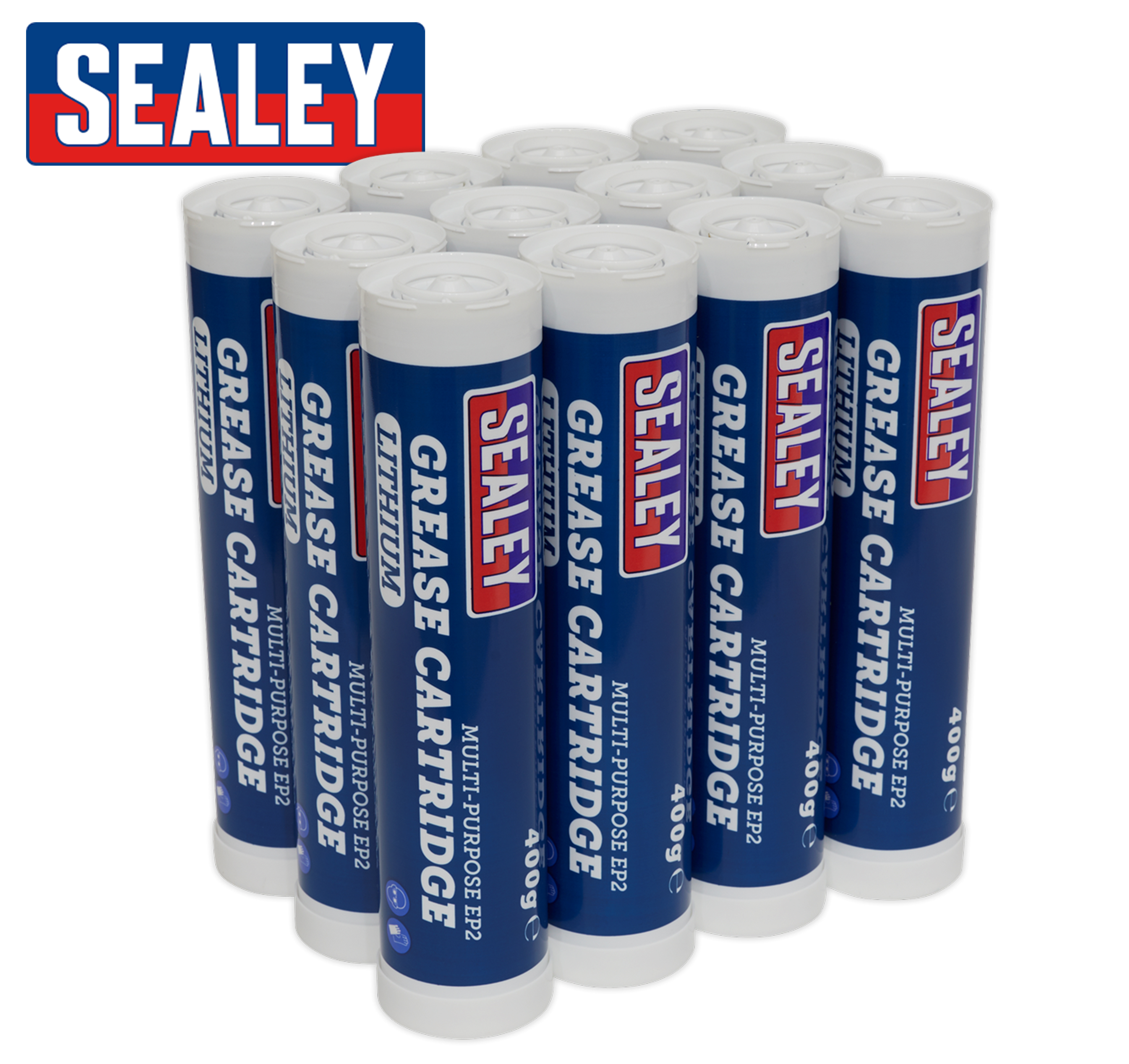 Sealey EP2 Lithium Grease Cartridges 12x MultiPurpose 400g (For